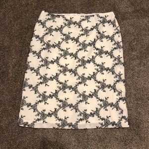 Ann Taylor - Cream skirt, black lace embroidery.